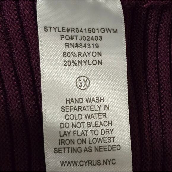 CYRUS Women's Ribbed Cowl Neck Sweater‎ Black Berry Purple Plus Size 3X New - Picture 6 of 9